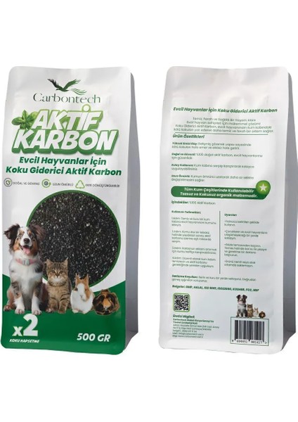 Kedi ve Köpek Kumu Koku Giderici Aktif Karbon 500 gr