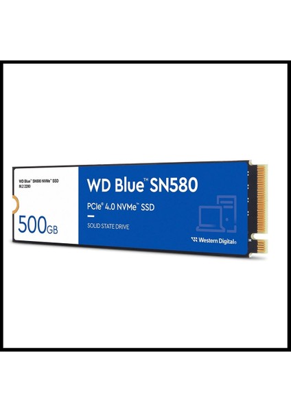 Wd Blue SN580, WDS500G3B0E, 500GB, 4000/3600, Gen4, Nvme Pcıe M.2 2280, SSD