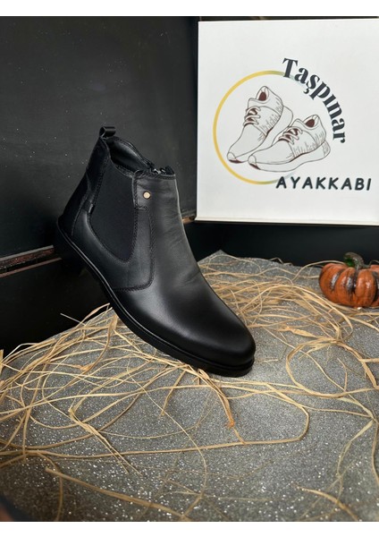 Üçlü %100 Hakiki Deri Erkek Günlük Kışlık Rahat Içi Kürklü Klasik Fermuarlı Bot 39-44 fırsatları