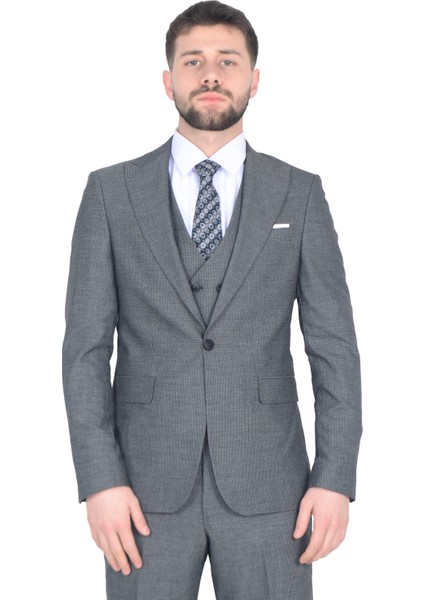 Cengiz Inler Desenli Yelekli Erkek Takım Elbise