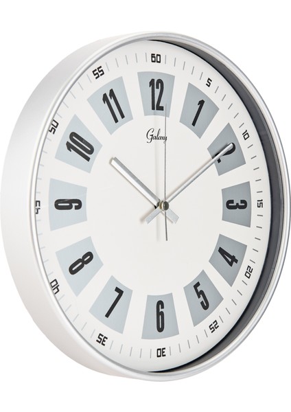 Dekoratif Beyaz Kadran Duvar Saati - Gri - 29 cm