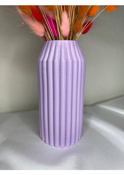 Lila Vazo Çizgili Vazo Dekoratif Vazo Çiçeklik Kuru Çiçek Vazo fırsatları