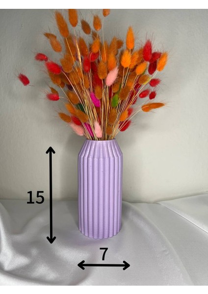 Lila Vazo Çizgili Vazo Dekoratif Vazo Çiçeklik Kuru Çiçek Vazo indirimleri