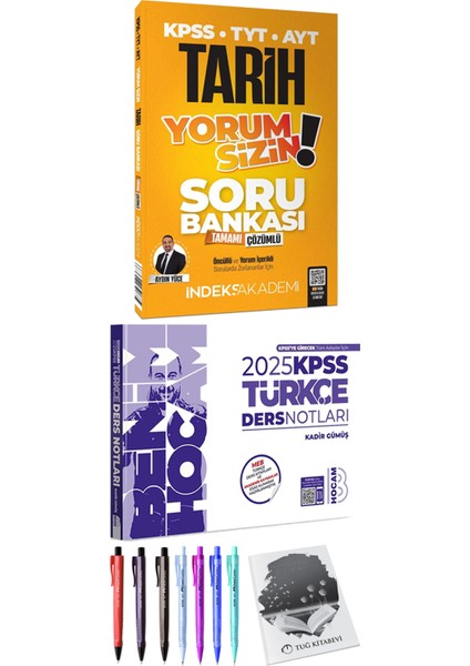 Indeks Akademi 2025 KPSS TYT AYT Tarih Yorum Sizin Soru Bankası Çözümlü - 2025 KPSS Türkçe Ders Notları + Hediyeli