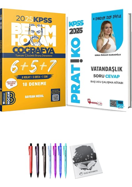 Hoca Kafası 2025 KPSS Vatandaşlık Pratiko Soru Cevap Çalışma Kitabı - 2025 KPSS Coğrafya 18 Deneme + Hediyeli