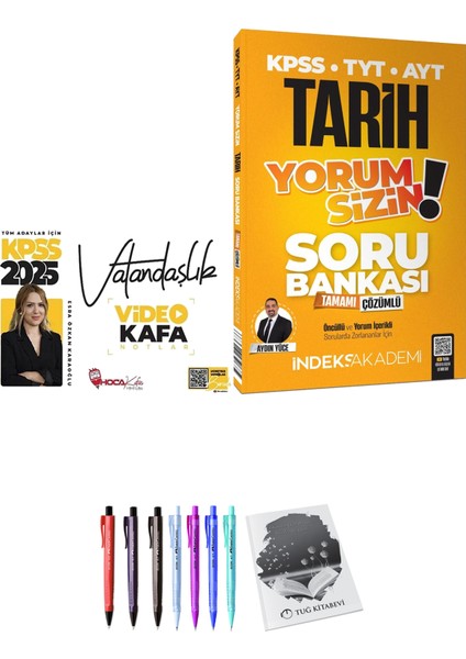 Indeks Akademi 2025 KPSS TYT AYT Tarih Yorum Sizin Soru Bankası Çözümlü - Hoca Kafası 2025 KPSS Vatandaşlık Video Kafa Notlar + Hediyeli