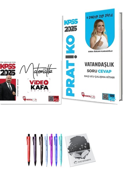 Hoca Kafası 2025 KPSS Vatandaşlık Pratiko Soru Cevap Çalışma Kitabı - Hoca Kafası 2025 KPSS Matematik Video Kafa Notlar + Hediyeli