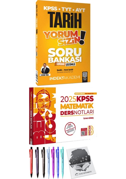 Indeks Akademi 2025 KPSS TYT AYT Tarih Yorum Sizin Soru Bankası Çözümlü - 2025 KPSS Matematik Ders Notları + Hediyeli