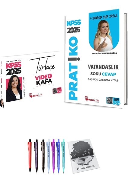 Hoca Kafası 2025 KPSS Vatandaşlık Pratiko Soru Cevap Çalışma Kitabı - Hoca Kafası 2025 KPSS Türkçe Video Kafa Notlar + Hediyeli