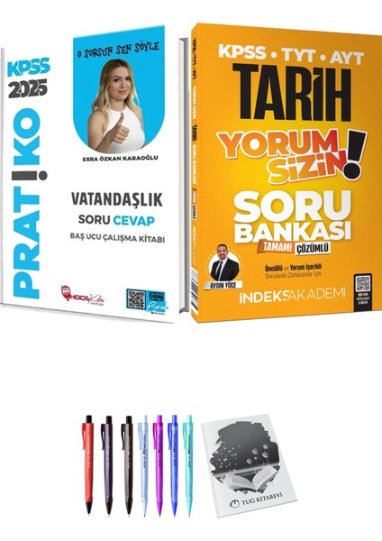 Indeks Akademi 2025 KPSS TYT AYT Tarih Yorum Sizin Soru Bankası Çözümlü - Hoca Kafası 2025 KPSS Vatandaşlık Pratiko Soru Cevap Çalışma Kitabı + Hediyeli
