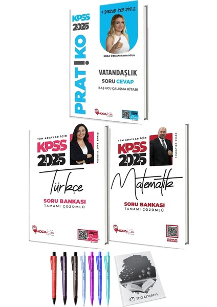 Hoca Kafası 2025 KPSS Vatandaşlık Pratiko Soru Cevap Çalışma Kitabı - Hoca Kafası 2025 KPSS Türkçe Matematik Soru Bankası + Hediyeli