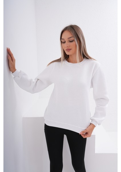 Kadın Düz Sweatshirt Üç Iplik Şardonlu Penye modelleri