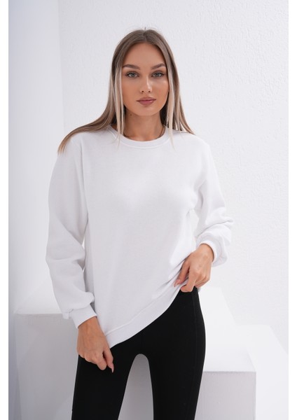 Kadın Düz Sweatshirt Üç Iplik Şardonlu Penye fırsatları
