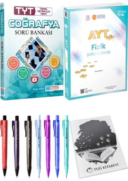 2025 AYT Fizik Soru Bankası - Evrensel YKS TYT Coğrafya Çözümlü Soru Bankası + Hediyeli