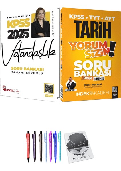 Indeks Akademi 2025 KPSS TYT AYT Tarih Yorum Sizin Soru Bankası Çözümlü - Hoca Kafası 2025 KPSS Vatandaşlık Soru Bankası + Hediyeli