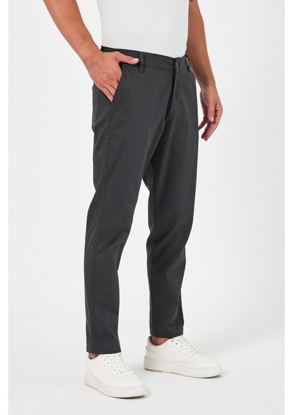TheSeason Erkek Antrasit Gabardin Pamuklu Keten Slim Fit Yan Cep Esnek Chino Pantolon fiyatları