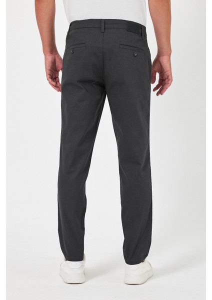 TheSeason Erkek Antrasit Gabardin Pamuklu Keten Slim Fit Yan Cep Esnek Chino Pantolon indirimleri