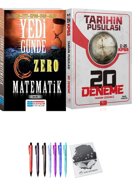 Cba Yayınları 2025 KPSS Tarihin Pusulası 20 Deneme - Evrensel Yedi Günde Zero Matematik + Hediyeli