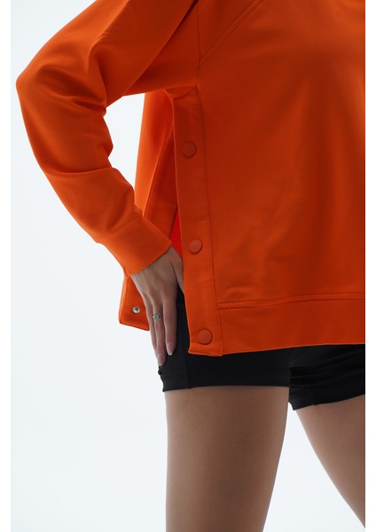 Daily Core - Turuncu Oversize Yarım Fermuarlı Sweatshirt