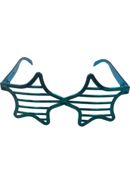 Parti Gözlük Plastik Camsız Panjur Yıldız Şekilli Mavi 14X6 cm