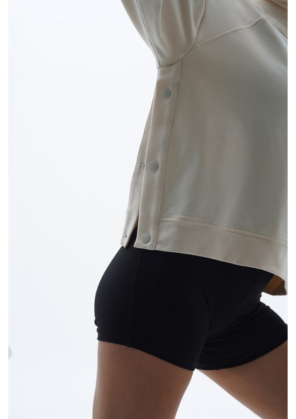 Daily Core - Bej Oversize Yarım Fermuarlı Sweatshirt modelleri