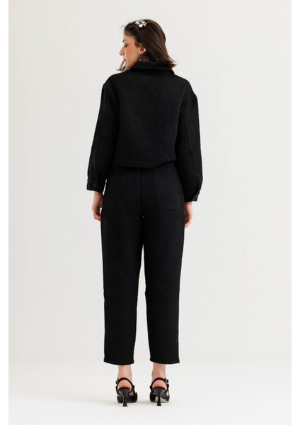 Crop Ceket Pantolon Takım – Siyah