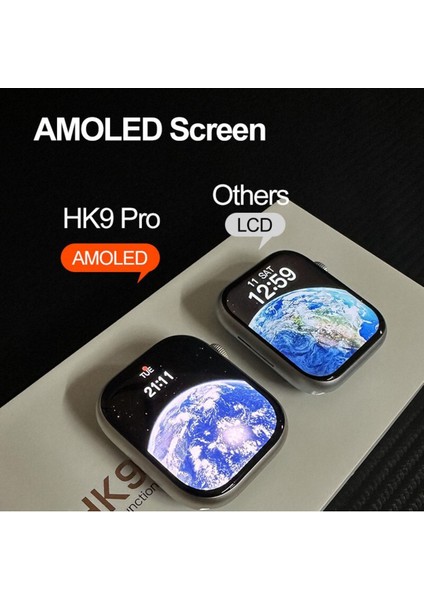 Hk9 Pro Max 2.02 Uyumlu Amoled Ekran Akıllı Saat 3 Kordon Kiliteme modelleri
