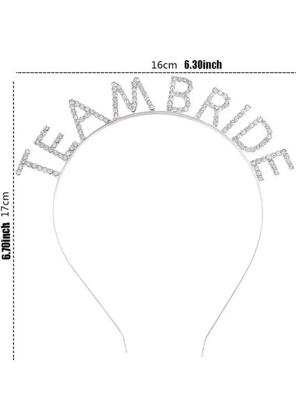 Kristal Taşlı Gümüş Renk Team Bride Gelin Tacı (4172)