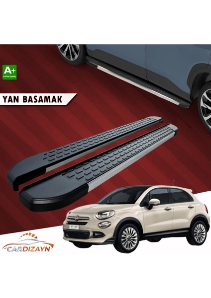 Car Dizayn Fiat 500 x Alüminyum Yan Basamak Marşpiyel Koruma 2014>2016>2018>2020>2022>2023>2024>2025