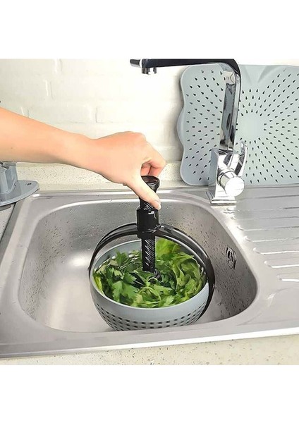 Express Salata Kurutucu Süzgeç Salata Sebze Kurutucu Basma Kollu Süzgeç