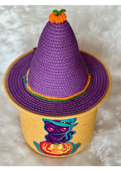 El Yapımı Tasarım Halloween Temalı Düzenleyici Sepet Hardal / Tek Ebat fiyatları