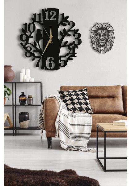 Şık Siyah Kedili Modern Duvar Saati 50x50 cm, dekoratif ve estetik tasarım