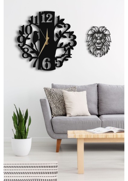 Şık Siyah Kedili Modern Duvar Saati 50x50 cm, dekoratif ve estetik tasarım