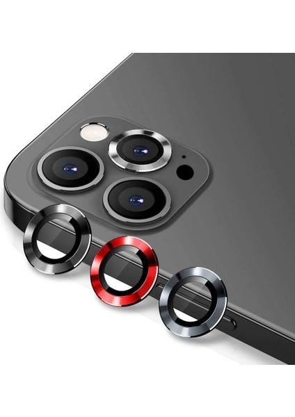 iPhone 12 Pro Max Kamera Lens Koruyucu Cam Metal Kenarlı 3lü Set