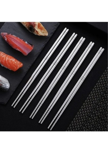 URBN Glamour Kore Yemek Çubuğu Paslanmaz Metal Chopstick 5'li