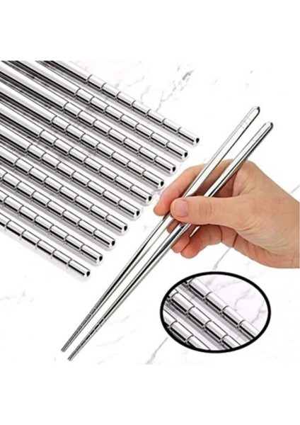 URBN Glamour Kore Yemek Çubuğu Paslanmaz Metal Chopstick 5'li