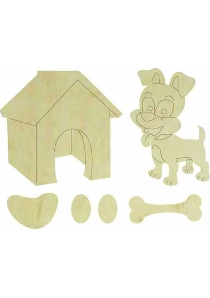Kd 325 Köpek Kulübe Figürlü Mini Ahşap Obje