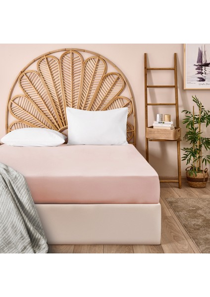 Soft Tek Kişilik Lastikli Çarşaf - Toz Pembe - 100X200 cm