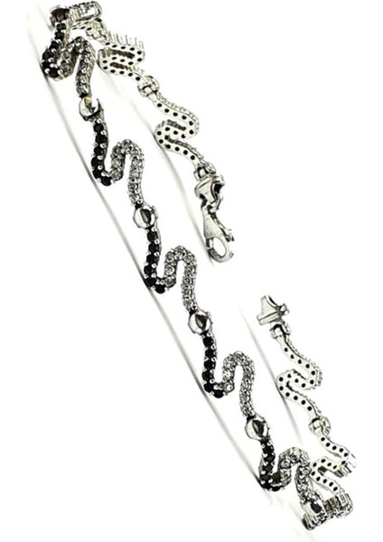 Oniks ve zirkon taş detaylı gümüş su yolu bileklik fiyatları