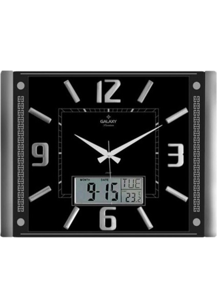 711-S Premium Kabartma Rakam Dijital Duvar Saati Siyah FMA00418