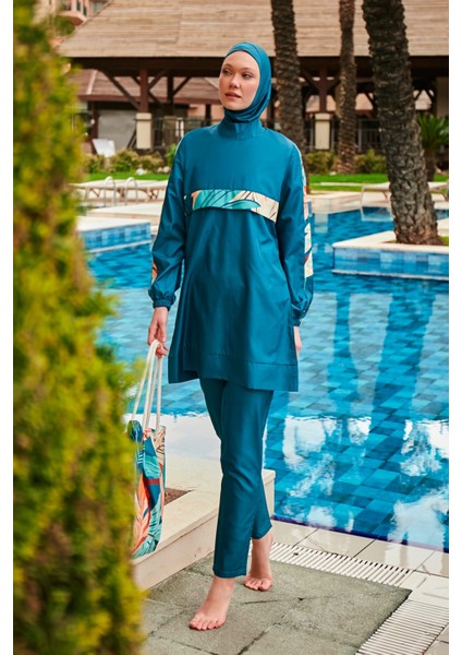 Desenli Tam Kapalı Tesettür Mayo R2410 modelleri