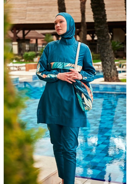 Desenli Tam Kapalı Tesettür Mayo R2410 fırsatları