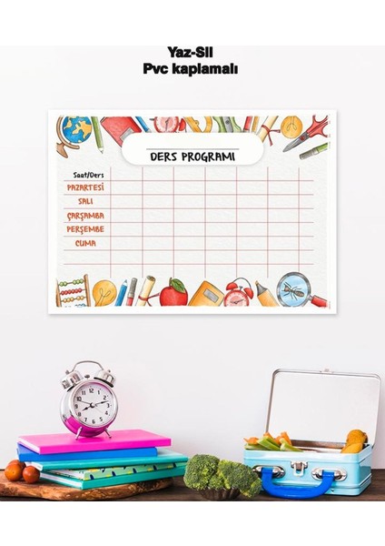 Okul Ders Programı Planlayıcı Yaz-Sil Pvc Poster 21X30 cm