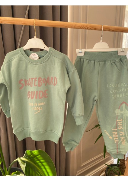 Babyaden Skate Board Yeşil Şardonsuz Ince Mevsimlik Erkek Çocuk Bebek Okul Eşofman