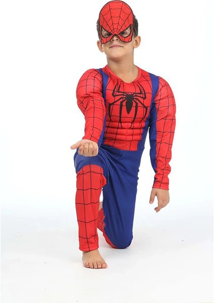 Spiderman Kostümü Kaslı Çocuk Örümcek Adam Kaslı Kostümü Maskeli Parti Kıyafeti fiyatları