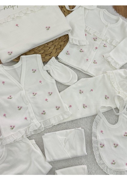 Be Happy Çiçek Nakışlı Güpürlü Kız Bebek 10LU Hastane Çıkışı fiyatları