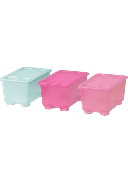 Ikea Glıs Kapaklı Kutu, Pembe-Turkuaz, 17X10 cm