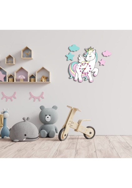 Ahşap Unicorn Duvar Saati
