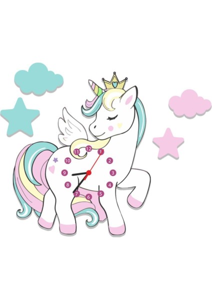 Ahşap Unicorn Duvar Saati