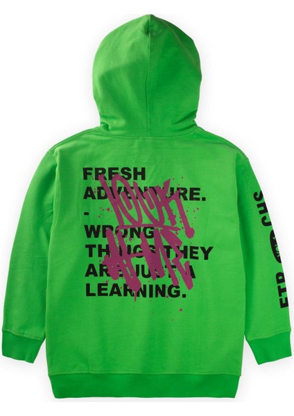 Look Fresh Baskılı Kapşonlu Sweatshirt 9-14 Yaş Yeşil